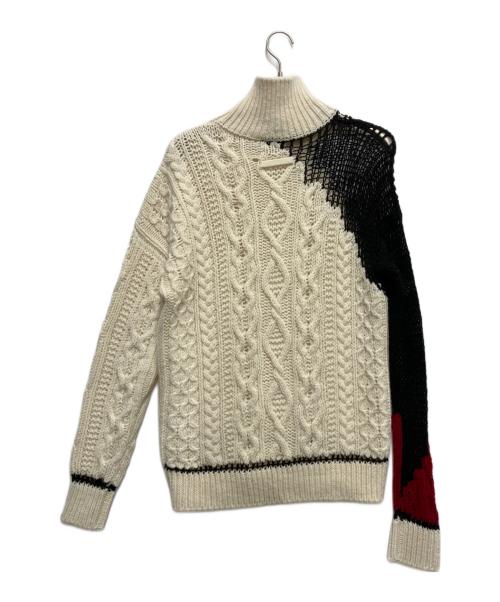 Jean Paul GAULTIER（ジャンポールゴルチェ）Jean Paul GAULTIER (ジャンポールゴルチェ) 切替ケーブルニット ホワイト×ブラック サイズ:Sの古着・服飾アイテム