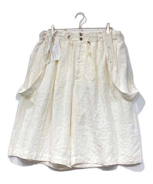 sillage（シアージ）Sillage (シアージ) circular short pants linen white with suspenders ホワイト サイズ:F 未使用品の古着・服飾アイテム