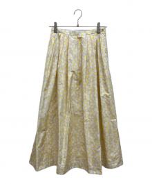 DRAWER（ドゥロワー）の古着「シルク混 総柄 ドット ロング スカート」｜イエロー