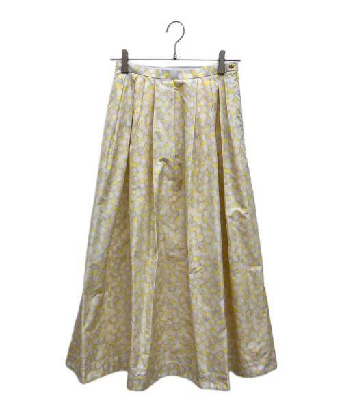 DRAWER（ドゥロワー）Drawer (ドゥロワー) シルク混 総柄 ドット ロング スカート イエロー サイズ:36の古着・服飾アイテム