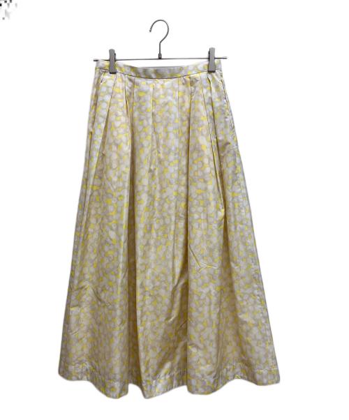 DRAWER（ドゥロワー）Drawer (ドゥロワー) シルク混 総柄 ドット ロング スカート イエロー サイズ:36の古着・服飾アイテム