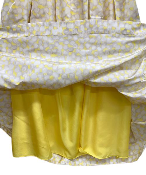DRAWER（ドゥロワー）Drawer (ドゥロワー) シルク混 総柄 ドット ロング スカート イエロー サイズ:36の古着・服飾アイテム