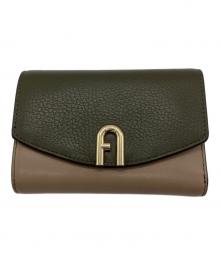 FURLA（フルラ）の古着「プリムラ　PRIMULA　三つ折り財布　コンパクトウォレット　ミニ財布」｜ベージュ×カーキ