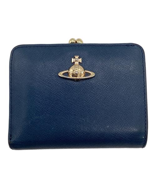 Vivienne Westwood（ヴィヴィアンウエストウッド）Vivienne Westwood (ヴィヴィアンウエストウッド) がま口 オーブ 2つ折り財布 ネイビーの古着・服飾アイテム