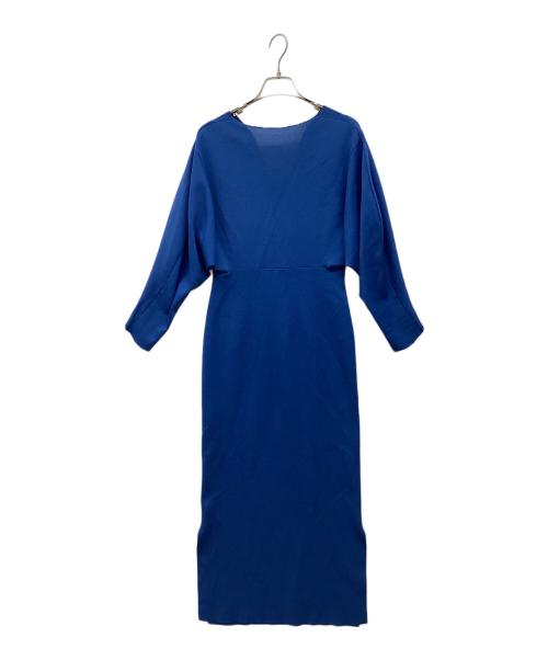 Mame Kurogouchi（マメクロゴウチ）Mame Kurogouchi (マメクロゴウチ) Milano Ribbed Deep V-Neck Dress ブルー サイズ:1の古着・服飾アイテム
