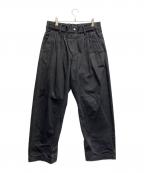 MUZE TURQUOISE LABELミューズ ターコイズ レーベル）の古着「HEM SLIT WIDE DENIM TROUSERS」｜ブラック