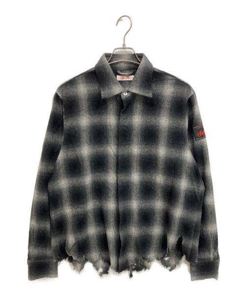 SYUMAN.（シュウマン）SYUMAN. (シュウマン) ダメージネルシャツ ブラック サイズ:2の古着・服飾アイテム