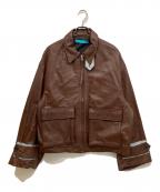 MUZE TURQUOISE LABELミューズ ターコイズ レーベル）の古着「OVERSIZED LEATHER BLOUSON」｜ブラウン