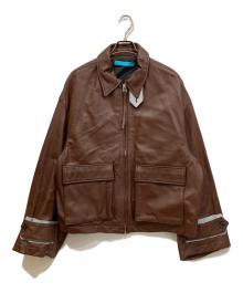 MUZE TURQUOISE LABEL（ミューズ ターコイズ レーベル）の古着「OVERSIZED LEATHER BLOUSON」｜ブラウン