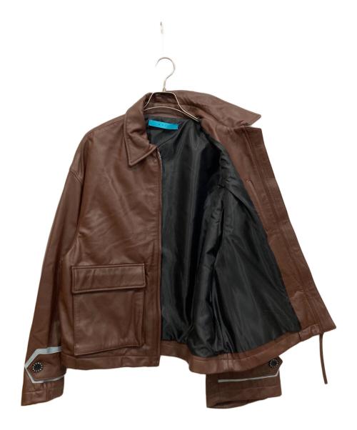 MUZE TURQUOISE LABEL（ミューズ ターコイズ レーベル）MUZE TURQUOISE LABEL (ミューズ ターコイズ レーベル) OVERSIZED LEATHER BLOUSON ブラウン サイズ:2の古着・服飾アイテム