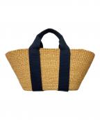 muunムーニュ）の古着「カゴバッグ」｜ネイビー×ベージュ