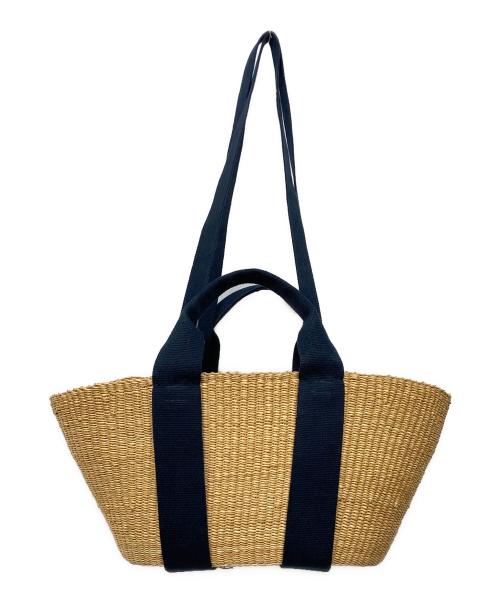 muun（ムーニュ）MUUN (ムーニュ) カゴバッグ ネイビー×ベージュの古着・服飾アイテム