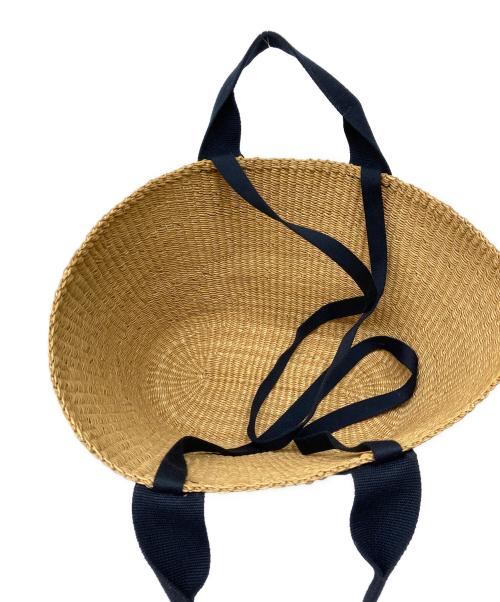 muun（ムーニュ）MUUN (ムーニュ) カゴバッグ ネイビー×ベージュの古着・服飾アイテム