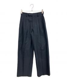 BARNEYS NEWYORK（バーニーズ・ニューヨーク）の古着「セットアップタックワイドパンツ」｜ネイビー