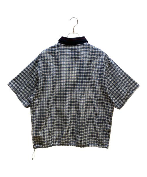 kelen（ケレン）kelen (ケレン) JAFAR ニットカラーチェックポロシャツ ブルー サイズ:38の古着・服飾アイテム