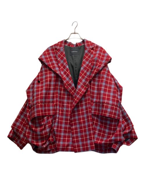 ALMOSTBLACK（オールモストブラック）ALMOSTBLACK (オールモストブラック) チェックフーデットジャケット レッド サイズ:1の古着・服飾アイテム