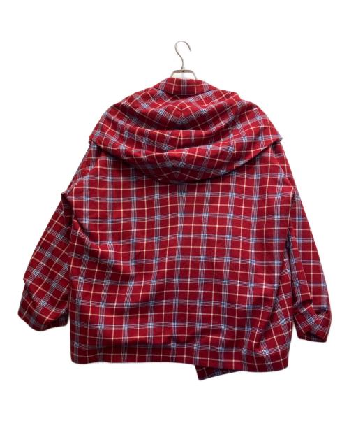 ALMOSTBLACK（オールモストブラック）ALMOSTBLACK (オールモストブラック) チェックフーデットジャケット レッド サイズ:1の古着・服飾アイテム