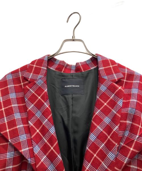 ALMOSTBLACK（オールモストブラック）ALMOSTBLACK (オールモストブラック) チェックフーデットジャケット レッド サイズ:1の古着・服飾アイテム