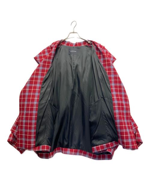 ALMOSTBLACK（オールモストブラック）ALMOSTBLACK (オールモストブラック) チェックフーデットジャケット レッド サイズ:1の古着・服飾アイテム
