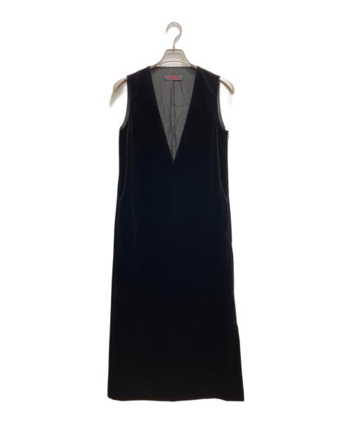 CABAN（キャバン）CABAN (キャバン) ソフトベロア Vネックロングワンピース ブラック サイズ:XSの古着・服飾アイテム