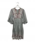 ISABEL MARANT ETOILEイザベルマランエトワール）の古着「THEA シルクエンブロイダリー ボリュームワンピース」｜グレー
