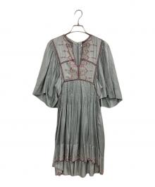 ISABEL MARANT ETOILE（イザベルマランエトワール）の古着「THEA シルクエンブロイダリー ボリュームワンピース」｜グレー