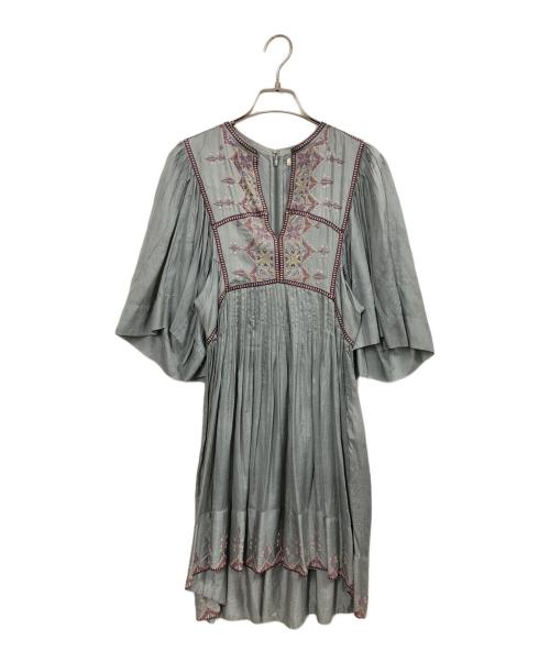 ISABEL MARANT ETOILE（イザベルマランエトワール）ISABEL MARANT ETOILE (イザベルマランエトワール) THEA シルクエンブロイダリー ボリュームワンピース グレー サイズ:34の古着・服飾アイテム