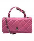 MARC JACOBSマークジェイコブズ）の古着「チェーンショルダーバッグ QUILTED LEATHER DUAL BAG THE DUAL CHAIN SHOULDER」｜ピンク