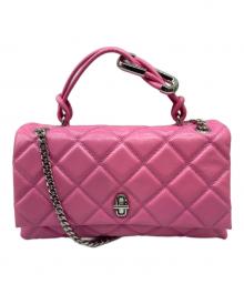 MARC JACOBS（マークジェイコブズ）の古着「チェーンショルダーバッグ QUILTED LEATHER DUAL BAG THE DUAL CHAIN SHOULDER」｜ピンク