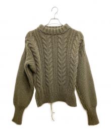 CECILIE BAHNSEN（セシリーバンセン）の古着「オープンバックケーブルニット」｜オリーブ