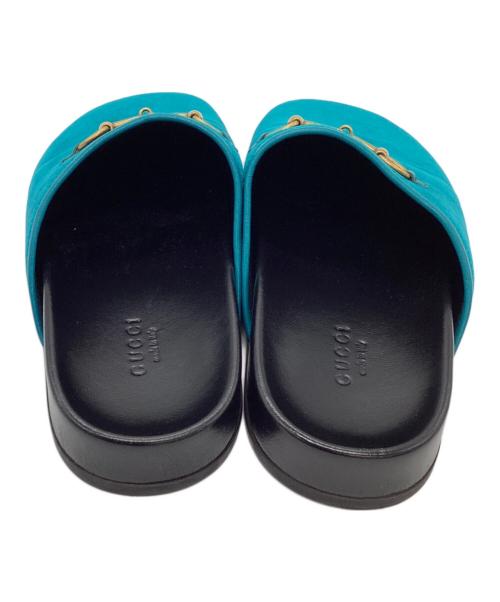 GUCCI（グッチ）GUCCI (グッチ) ビットベロアクロッグサンダル ターコイズ サイズ:36の古着・服飾アイテム