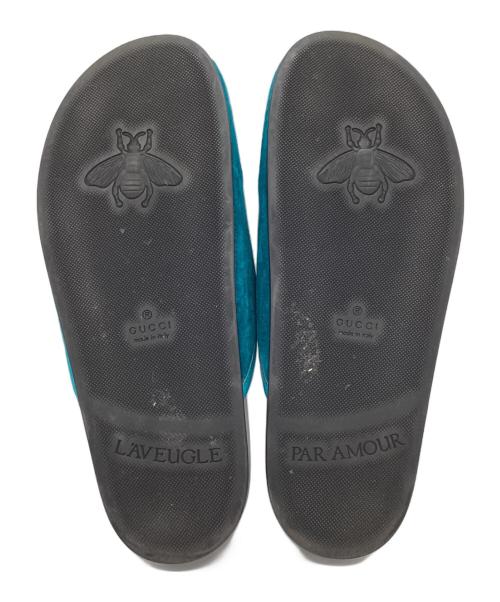 GUCCI（グッチ）GUCCI (グッチ) ビットベロアクロッグサンダル ターコイズ サイズ:36の古着・服飾アイテム