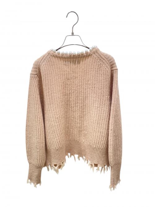 MADISON BLUE（マディソンブルー）MADISON BLUE (マディソンブルー) PEARL DAMAGE CD BRITISH WOOL KNIT ベージュ サイズ:Sの古着・服飾アイテム