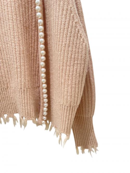 MADISON BLUE（マディソンブルー）MADISON BLUE (マディソンブルー) PEARL DAMAGE CD BRITISH WOOL KNIT ベージュ サイズ:Sの古着・服飾アイテム