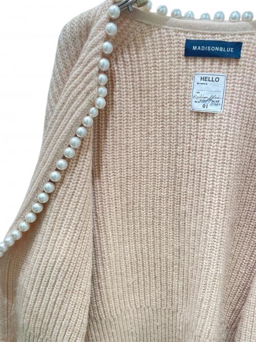 MADISON BLUE（マディソンブルー）MADISON BLUE (マディソンブルー) PEARL DAMAGE CD BRITISH WOOL KNIT ベージュ サイズ:Sの古着・服飾アイテム