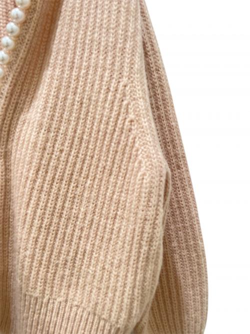 MADISON BLUE（マディソンブルー）MADISON BLUE (マディソンブルー) PEARL DAMAGE CD BRITISH WOOL KNIT ベージュ サイズ:Sの古着・服飾アイテム