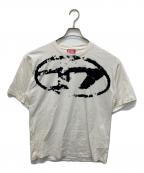 DIESELディーゼル）の古着「オーバルD フロッキープリントTシャツ」｜ホワイト