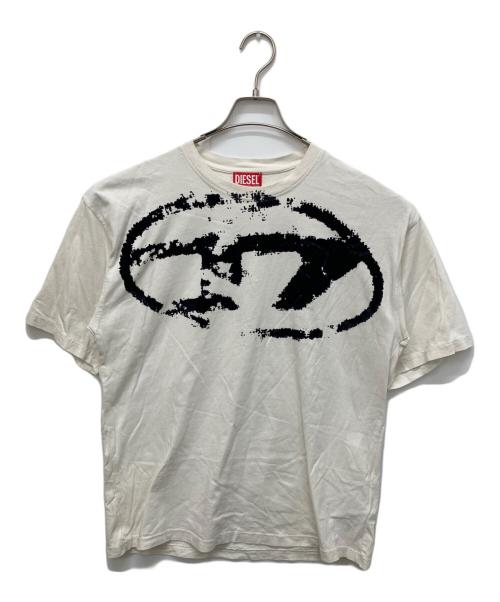 DIESEL（ディーゼル）DIESEL (ディーゼル) オーバルD フロッキープリントTシャツ ホワイト サイズ:Sの古着・服飾アイテム