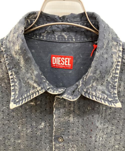 DIESEL（ディーゼル）DIESEL (ディーゼル) コットンポプリンガーメントダイ 半袖シャツ ブラック サイズ:48の古着・服飾アイテム