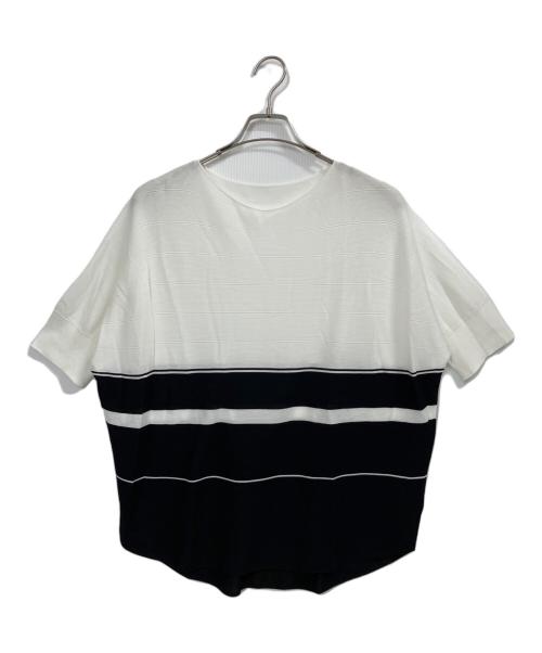 la.f（ラ・エフ）la.f (ラ・エフ) ドルマンスリーブニット ホワイト×ブラック サイズ:2Sの古着・服飾アイテム