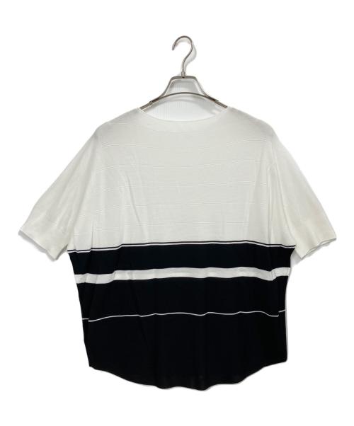 la.f（ラ・エフ）la.f (ラ・エフ) ドルマンスリーブニット ホワイト×ブラック サイズ:2Sの古着・服飾アイテム