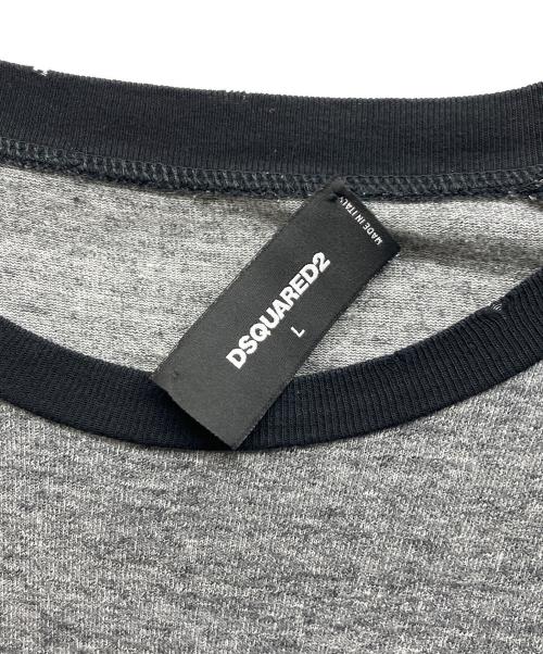 DSQUARED2（ディースクエアード）DSQUARED2 (ディースクエアード) ダメージ加工 ラグランカットソー グレー サイズ:Lの古着・服飾アイテム