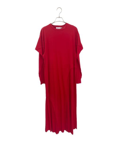 nagonstans（ナゴンスタンス）nagonstans (ナゴンスタンス) drape square easycare dress レッド サイズ:Mの古着・服飾アイテム