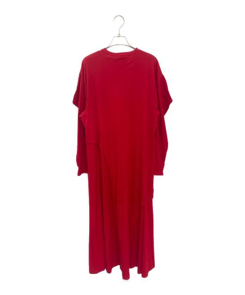 nagonstans（ナゴンスタンス）nagonstans (ナゴンスタンス) drape square easycare dress レッド サイズ:Mの古着・服飾アイテム