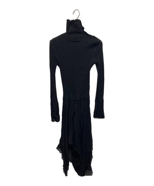 Jean Paul GAULTIER（ジャンポールゴルチェ）Jean Paul GAULTIER (ジャンポールゴルチェ) ニットドッキングシルクレースワンピース ブラック サイズ:40の古着・服飾アイテム