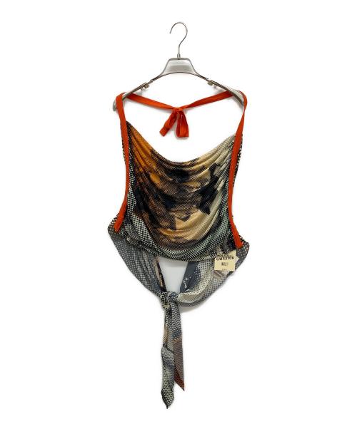 Jean Paul GAULTIER MAILLE FEMME（ジャンポールゴルチエ マイユ フェム）Jean Paul GAULTIER MAILLE FEMME (ジャンポールゴルチエ マイユ フェム) プリントホルターネックキャミソール オレンジ サイズ:Mの古着・服飾アイテム