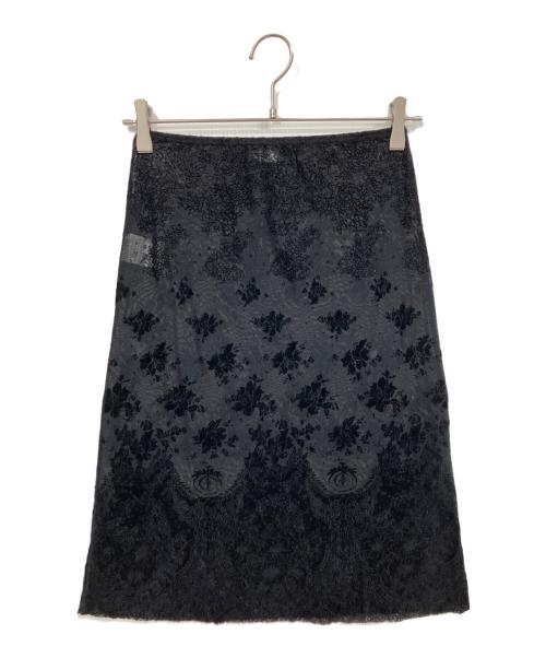 Jean Paul Gaultier FEMME（ジャンポールゴルチエ フェム）Jean Paul Gaultier FEMME (ジャンポールゴルチエ フェム) フロッキープリントパワーネットスカート ブラック サイズ:40の古着・服飾アイテム