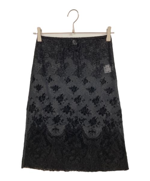 Jean Paul Gaultier FEMME（ジャンポールゴルチエ フェム）Jean Paul Gaultier FEMME (ジャンポールゴルチエ フェム) フロッキープリントパワーネットスカート ブラック サイズ:40の古着・服飾アイテム