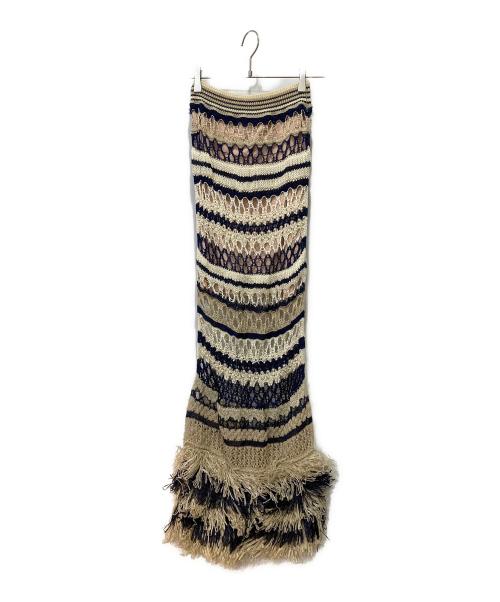 Jean Paul GAULTIER MAILLE FEMME（ジャンポールゴルチエ マイユ フェム）Jean Paul GAULTIER MAILLE FEMME (ジャンポールゴルチエ マイユ フェム) かぎ針ロングフリンジスカート アイボリー サイズ:Ｍの古着・服飾アイテム