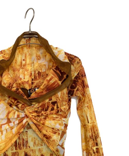 Jean Paul GAULTIER SOLEIL（ジャンポールゴルチェ ソレイユ）Jean Paul GAULTIER SOLEIL (ジャンポールゴルチェ ソレイユ) パワーネットプリントワンピース イエロー サイズ:Mの古着・服飾アイテム